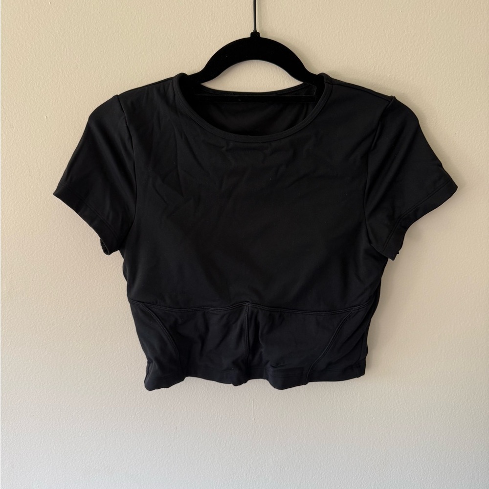 Gilly Hicks Black Short Sleeve Cropped Workout Top